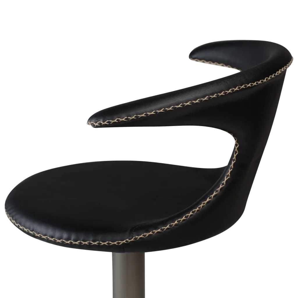 Flair Bar Stool Black Leather With Brushed Steel Base With Gaslift 200222585 03 Detail1