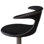 Flair Bar Stool Black Leather With Brushed Steel Base With Gaslift 200222585 03 Detail1