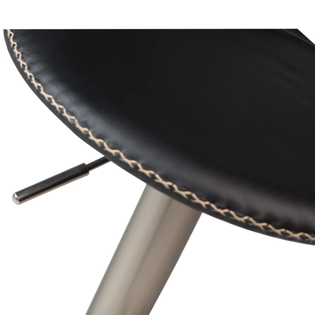 Flair Bar Stool Black Leather With Brushed Steel Base With Gaslift 200222585 04 Detail2