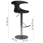 Flair Bar Stool Black Leather With Brushed Steel Base With Gaslift 200222585 15 Measurements