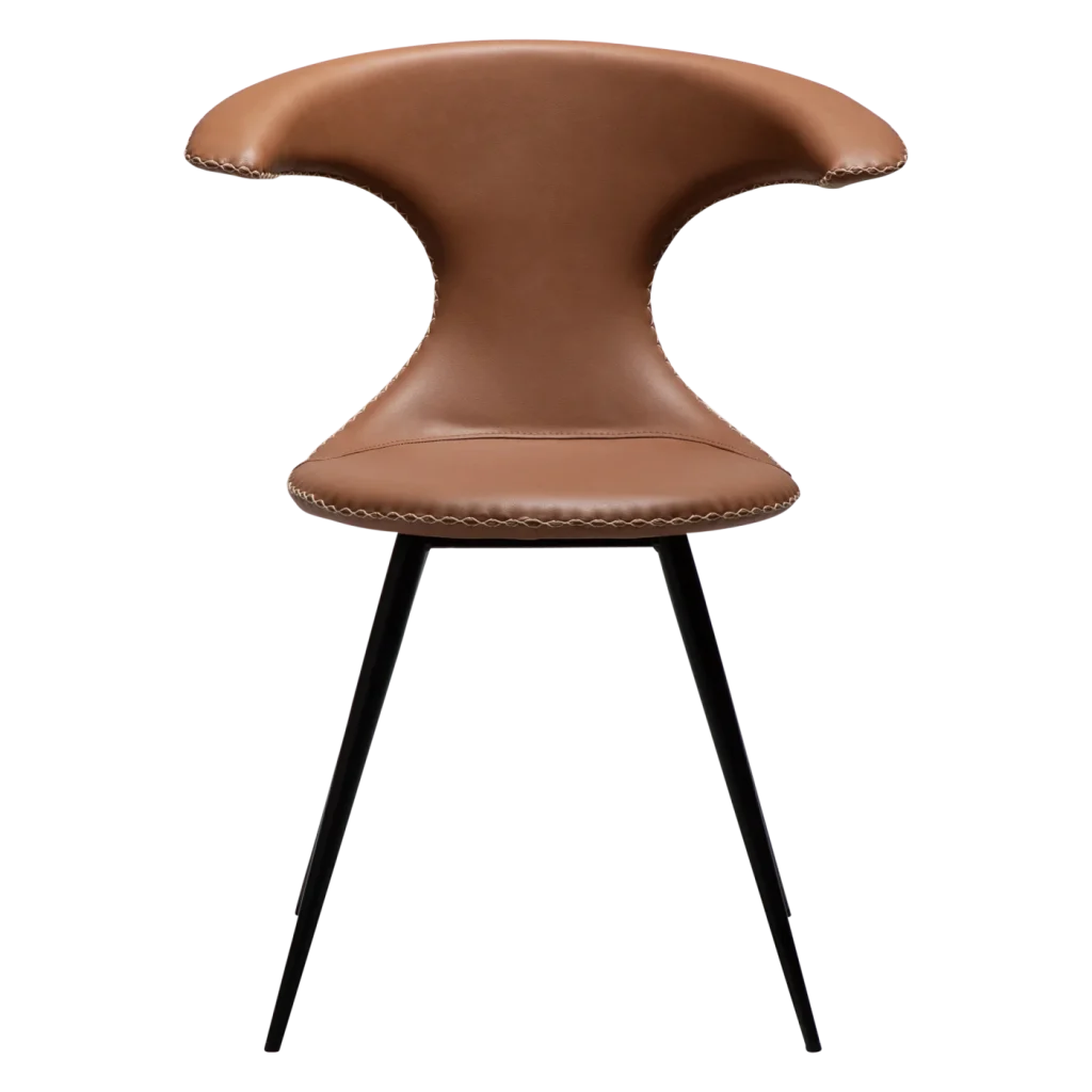 FLAIR CHAIR Cognac Faux Leather W. Black Legs 10022460 02 Front