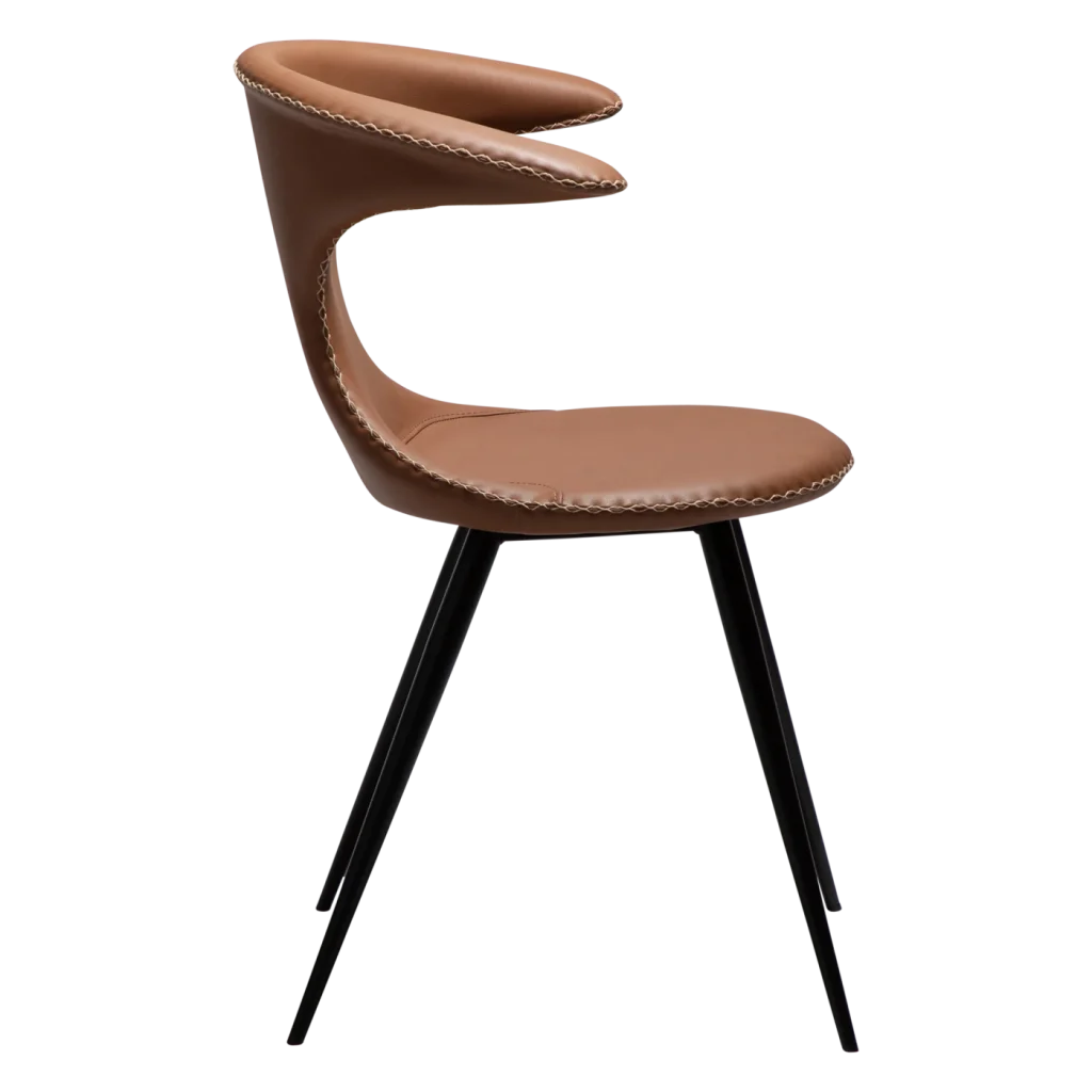 FLAIR CHAIR Cognac Faux Leather W. Black Legs 10022460 03 Profile