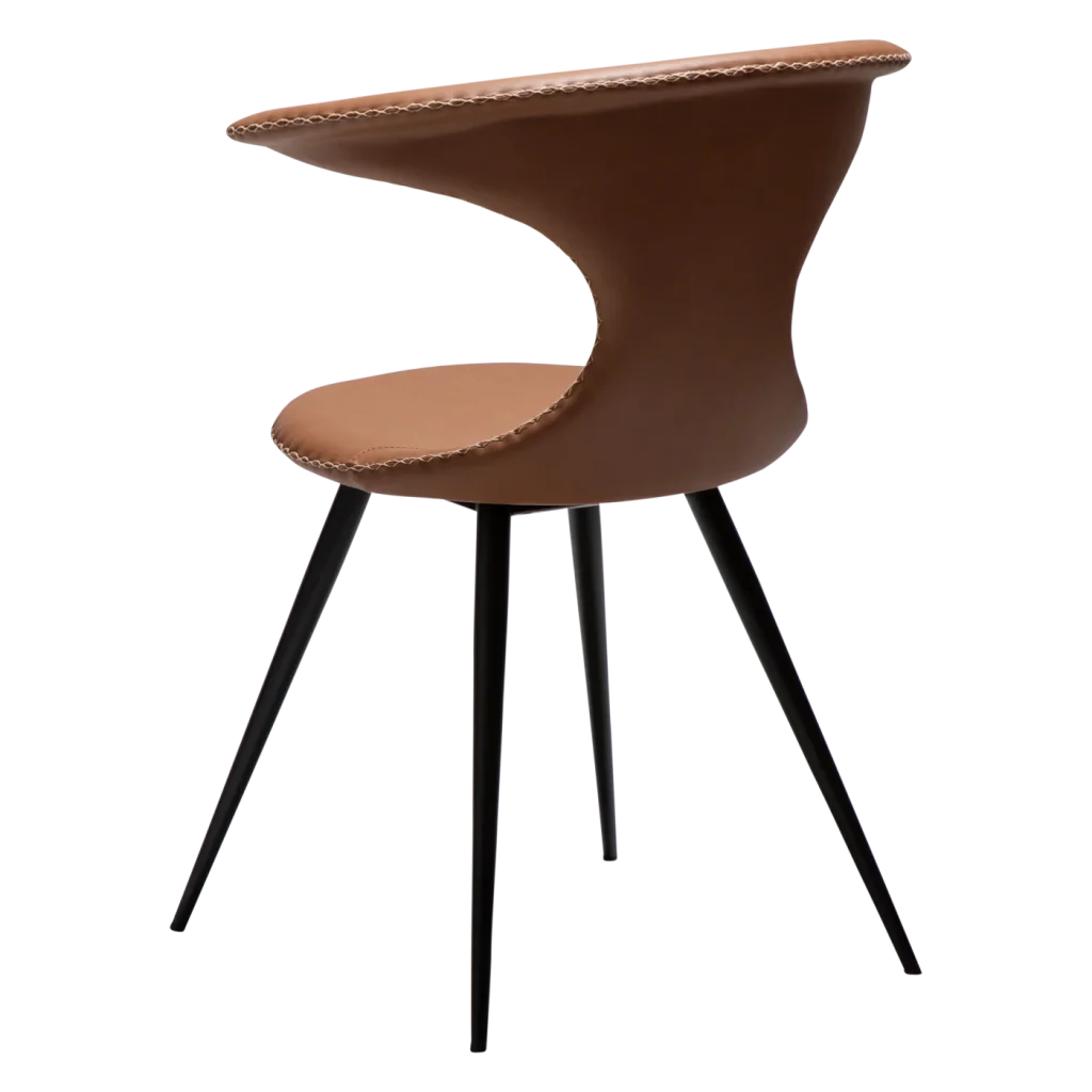 FLAIR CHAIR Cognac Faux Leather W. Black Legs 10022460 05 Back Angle