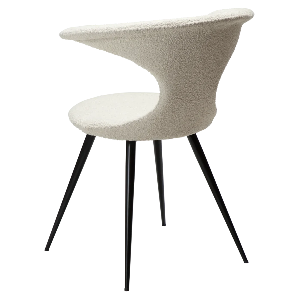 Flair Chair Dove Rpes Boucle Fabric With Black Conical Metal Legs 100222436 05 Back Angle