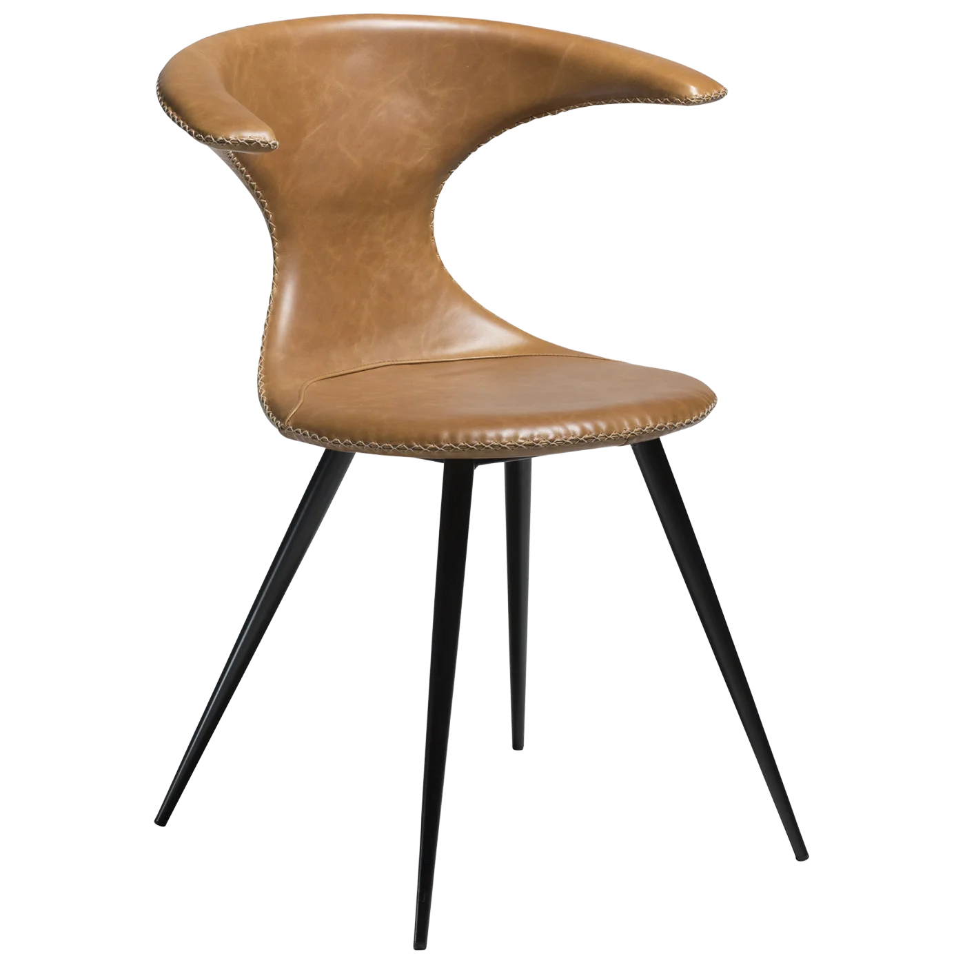 Flair Chair Light Brown Leather With Black Conical Metal Legs 100222340 01 Main