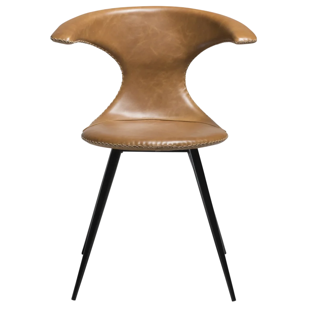 Flair Chair Light Brown Leather With Black Conical Metal Legs 100222340 02 Front