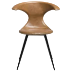 Flair Chair Light Brown Leather With Black Conical Metal Legs 100222340 02 Front