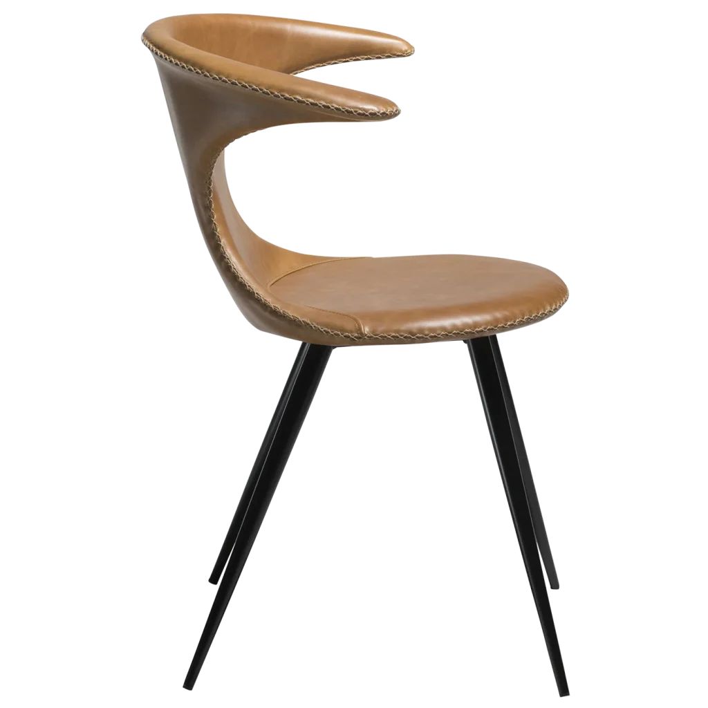 Flair Chair Light Brown Leather With Black Conical Metal Legs 100222340 03 Profile