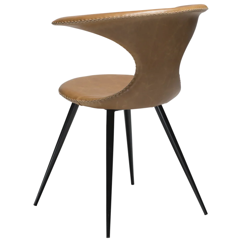 Flair Chair Light Brown Leather With Black Conical Metal Legs 100222340 05 Back Angle