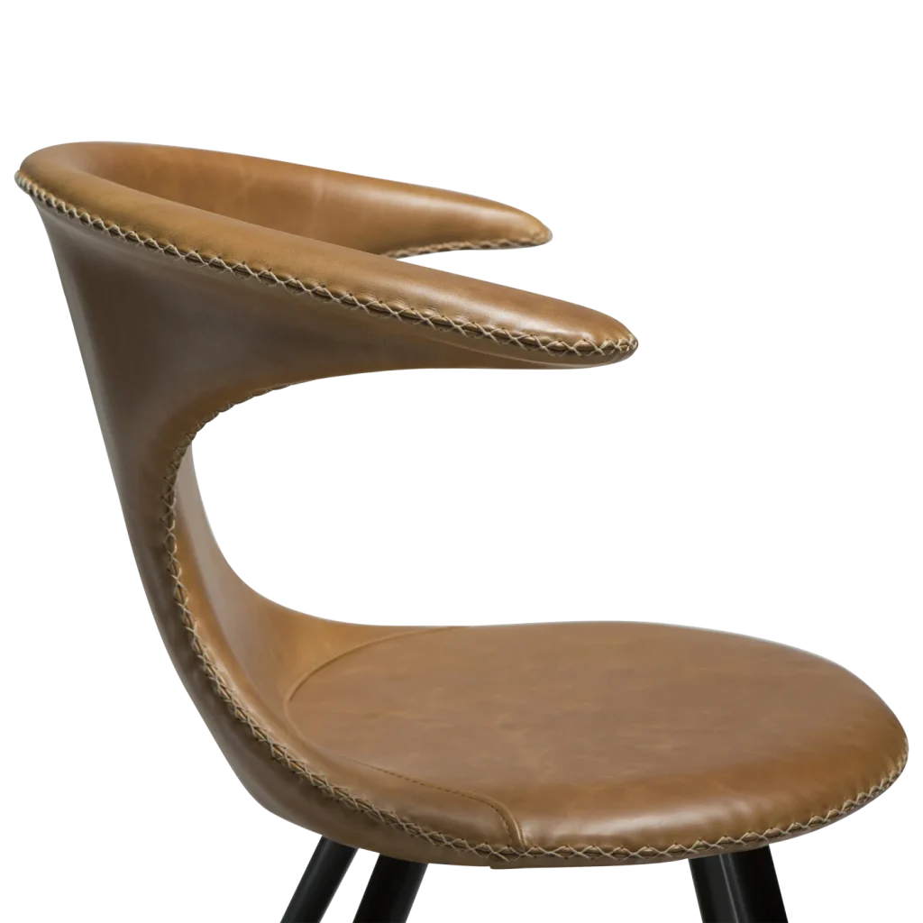 Flair Chair Light Brown Leather With Black Conical Metal Legs 100222340 06 Detail1
