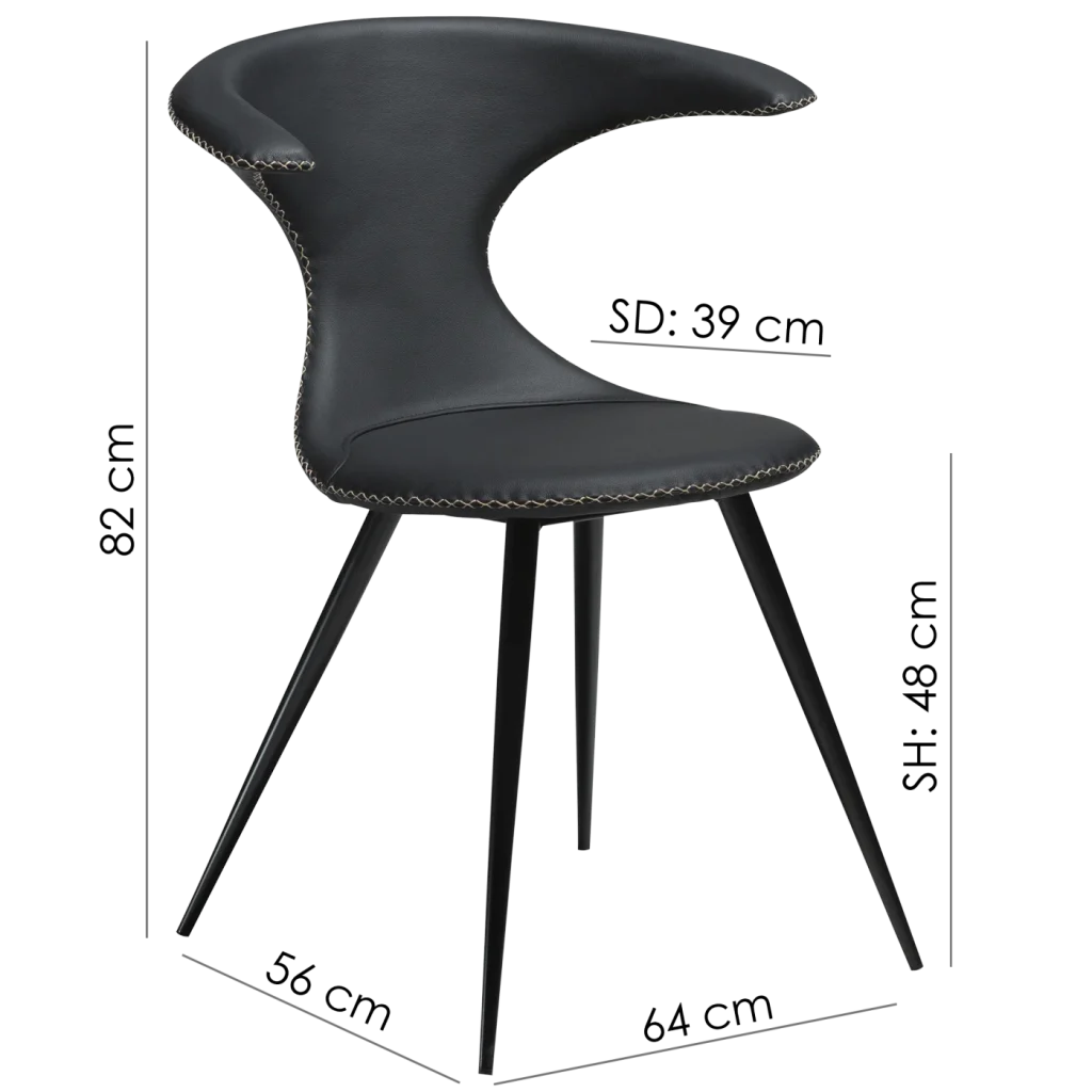 Flair Chair Light Brown Leather With Black Conical Metal Legs 100222340 15 Measurements