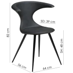 Flair Chair Light Brown Leather With Black Conical Metal Legs 100222340 15 Measurements