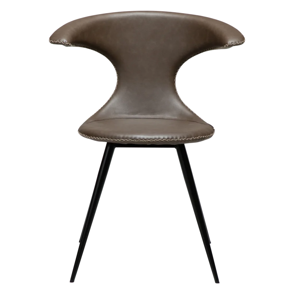 FLAIR CHAIR Major Brown Faux Leather W. Black Metal Legs 100222450 02 Front