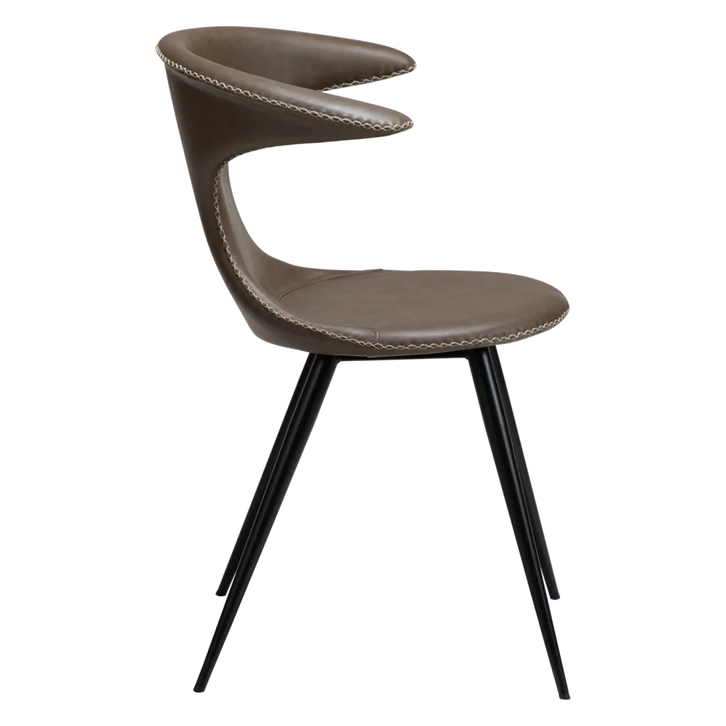 FLAIR CHAIR Major Brown Faux Leather W. Black Metal Legs 100222450 03 Profile