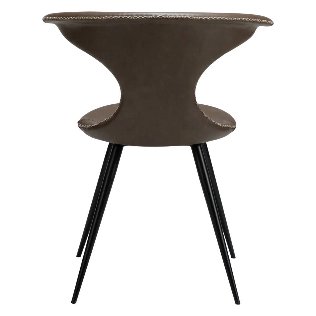 FLAIR CHAIR Major Brown Faux Leather W. Black Metal Legs 100222450 04 Back