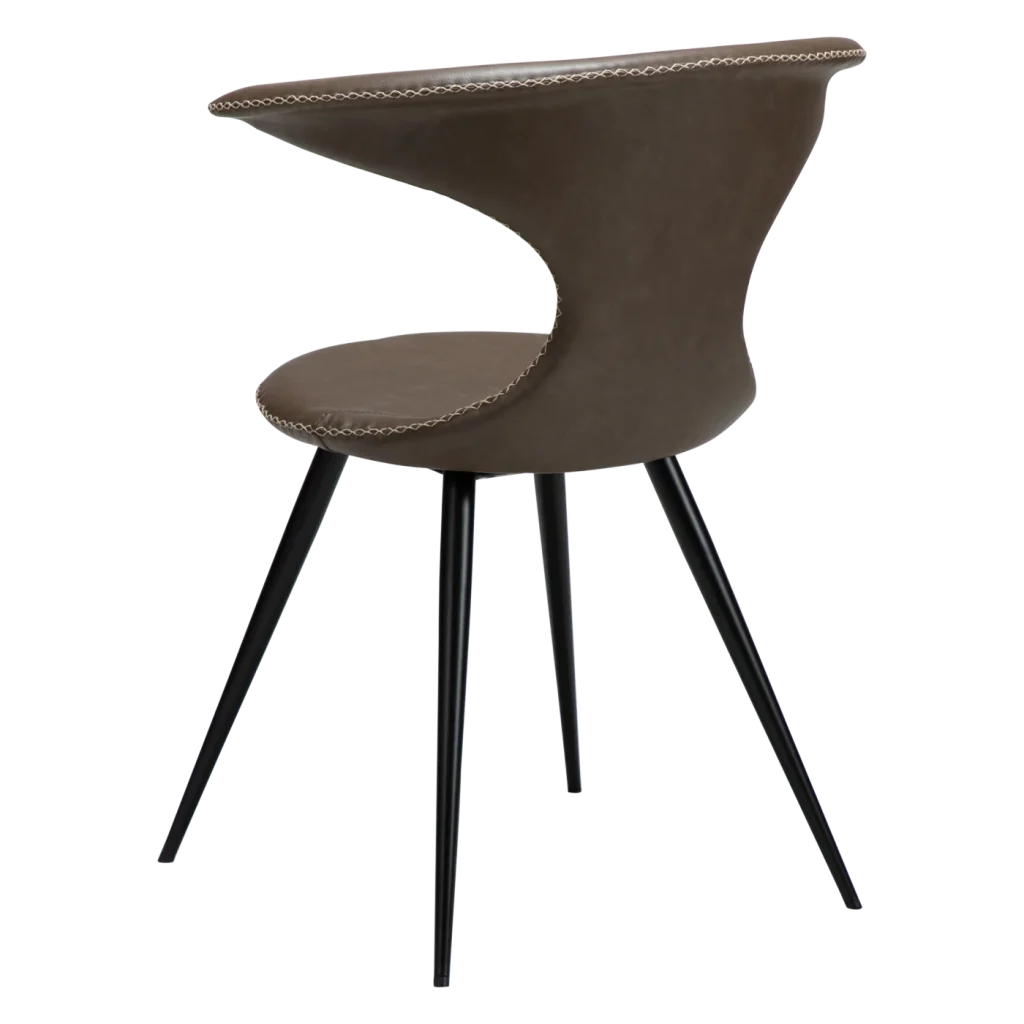 FLAIR CHAIR Major Brown Faux Leather W. Black Metal Legs 100222450 05 Back Angle