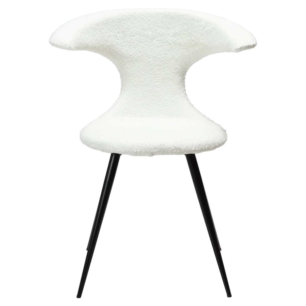 Flair Chair Snow Rpes Boucle Fabric With Black Conical Metal Legs 100222435 02 Front