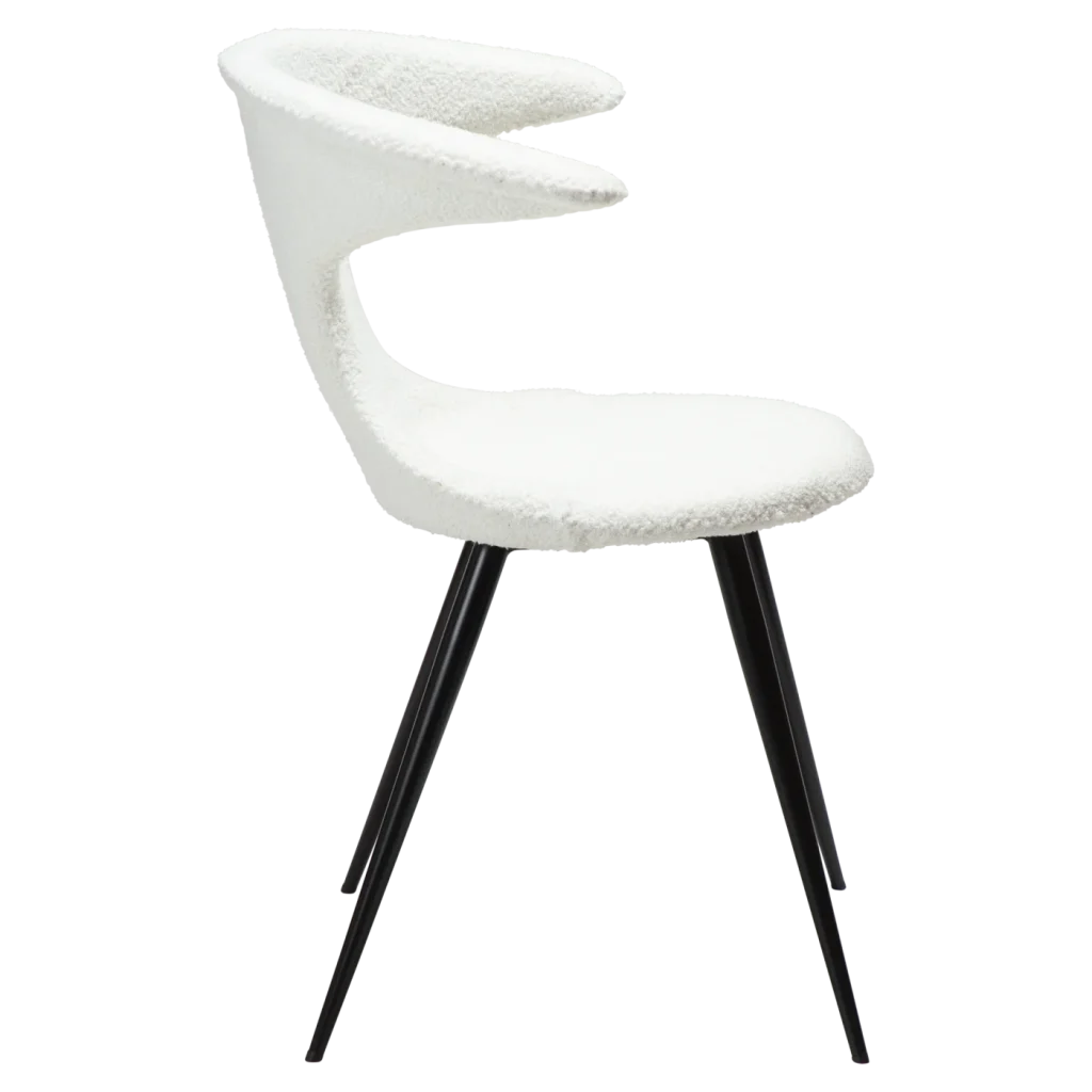 Flair Chair Snow Rpes Boucle Fabric With Black Conical Metal Legs 100222435 03 Profile