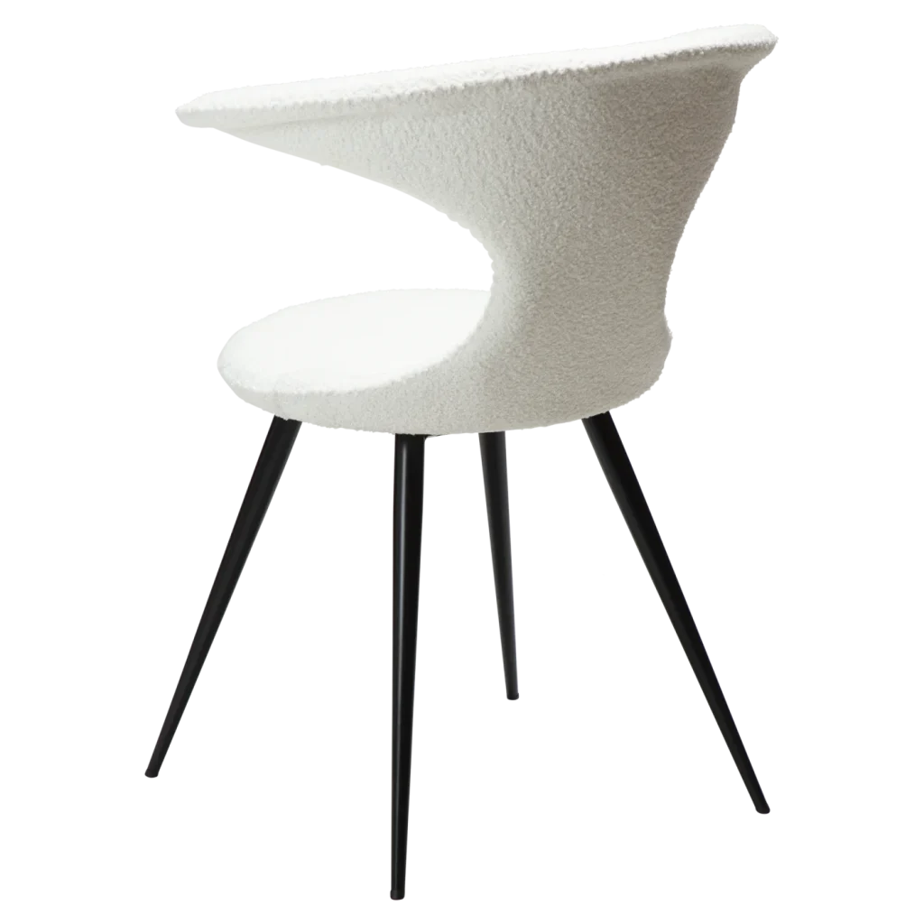 Flair Chair Snow Rpes Boucle Fabric With Black Conical Metal Legs 100222435 05 Back Angle