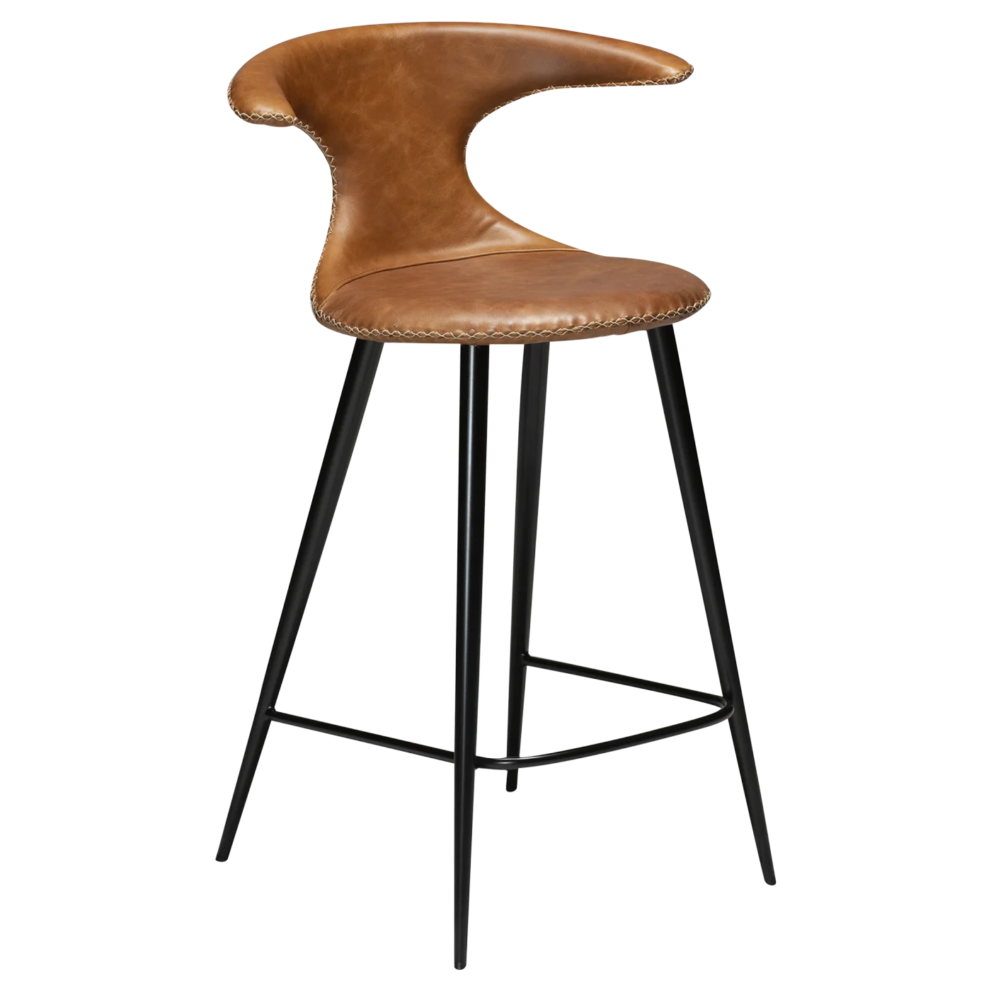 Flair Counter Stool Light Brown Leather With Black Conical Metal Legs 300222594 01 Main
