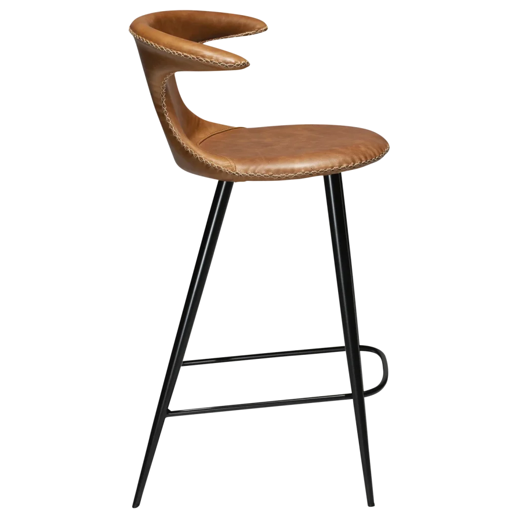 Flair Counter Stool Light Brown Leather With Black Conical Metal Legs 300222594 03 Profile