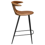 Flair Counter Stool Light Brown Leather With Black Conical Metal Legs 300222594 03 Profile