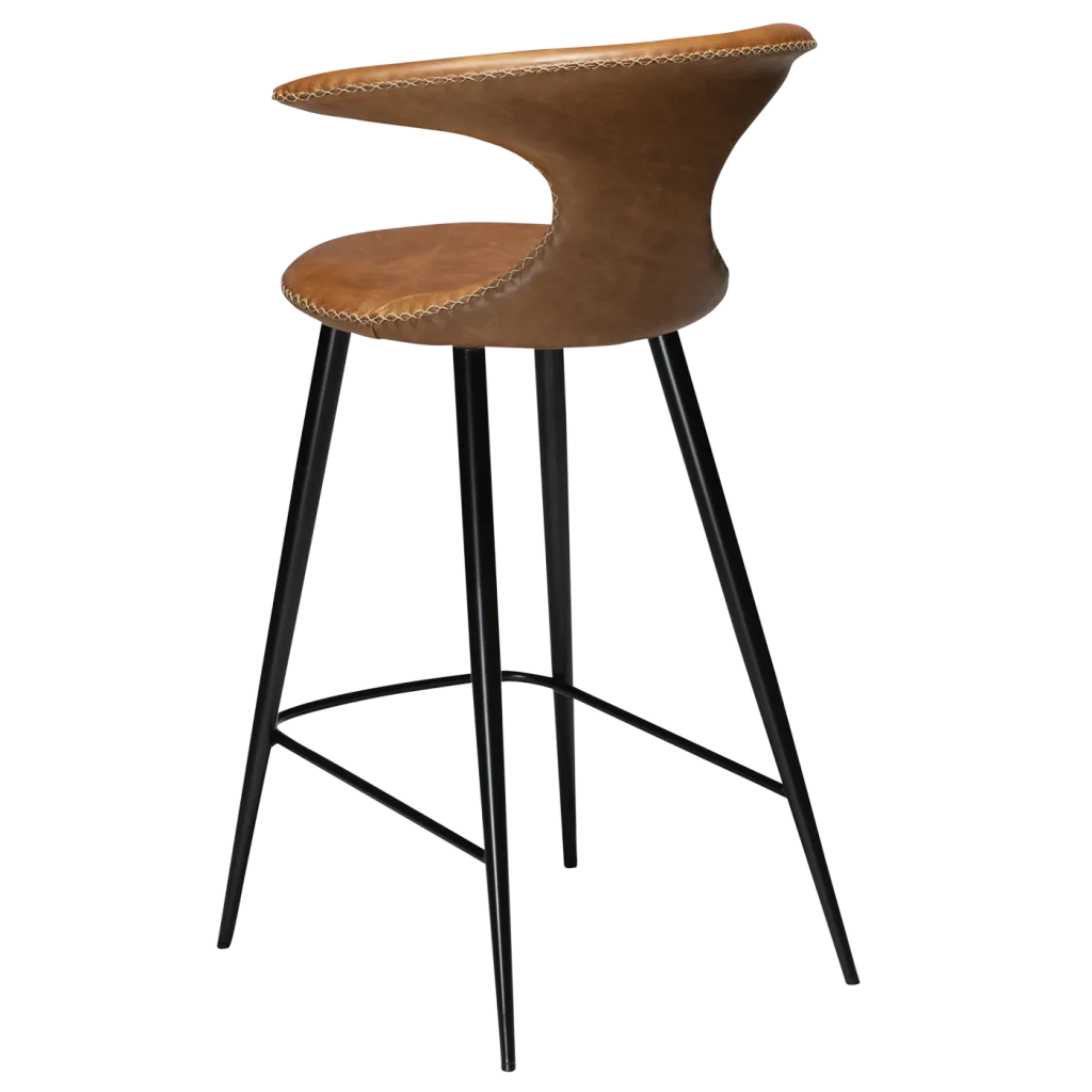 Flair Counter Stool Light Brown Leather With Black Conical Metal Legs 300222594 05 Back