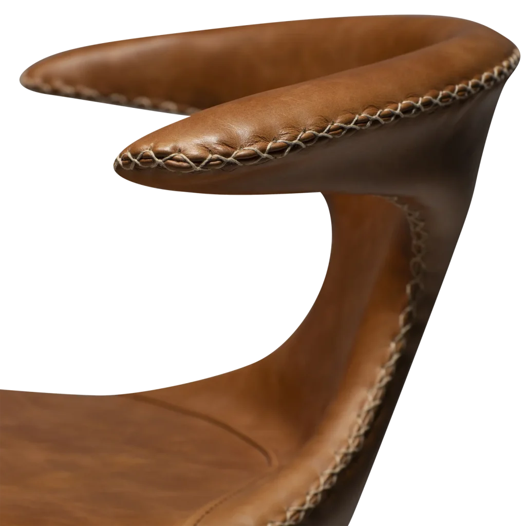 Flair Counter Stool Light Brown Leather With Black Conical Metal Legs 300222594 06 Detail1