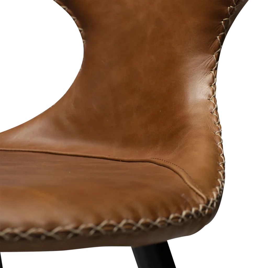 Flair Counter Stool Light Brown Leather With Black Conical Metal Legs 300222594 07 Detail2