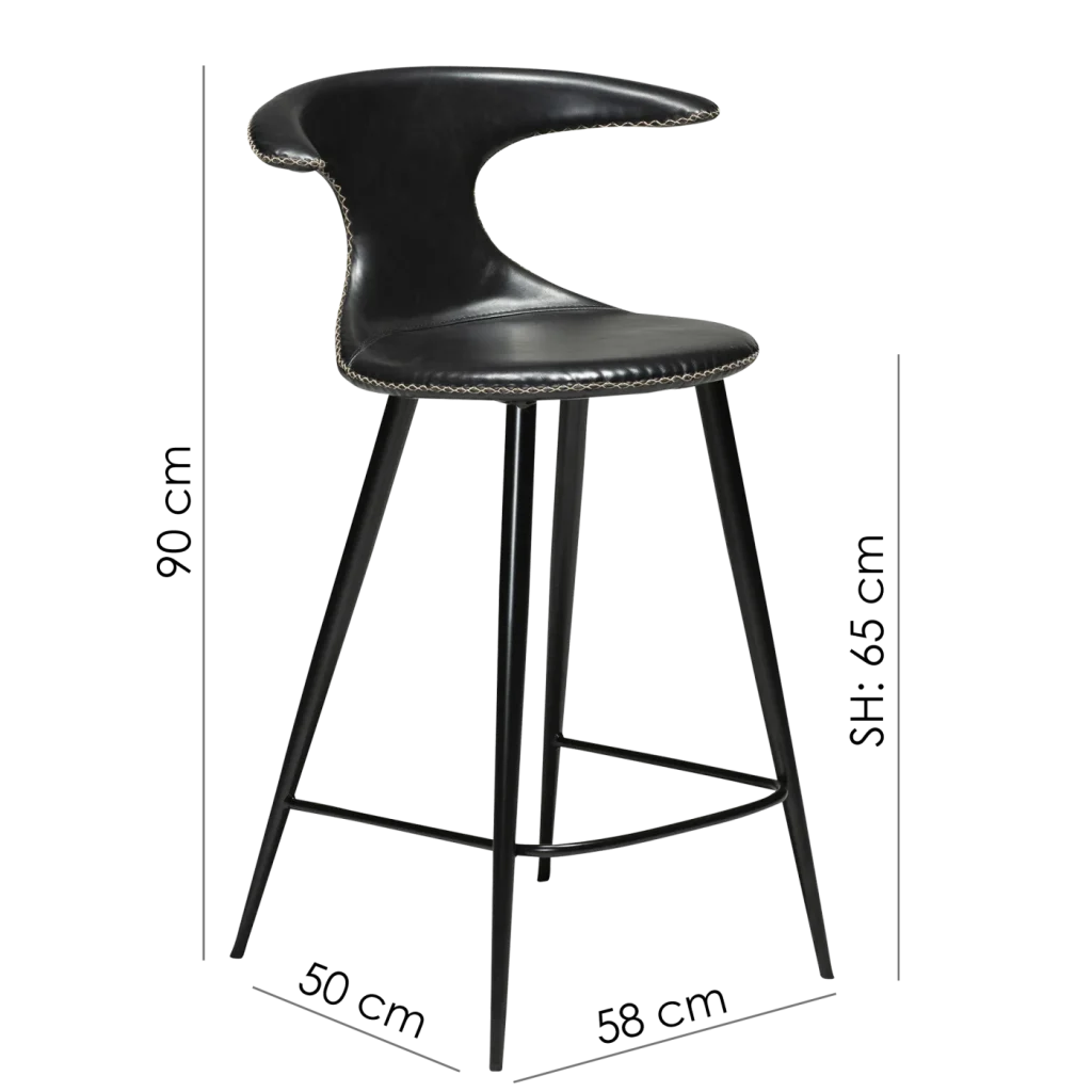 Flair Counter Stool Light Brown Leather With Black Conical Metal Legs 300222594 15 Measurements