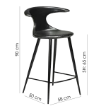 Flair Counter Stool Light Brown Leather With Black Conical Metal Legs 300222594 15 Measurements