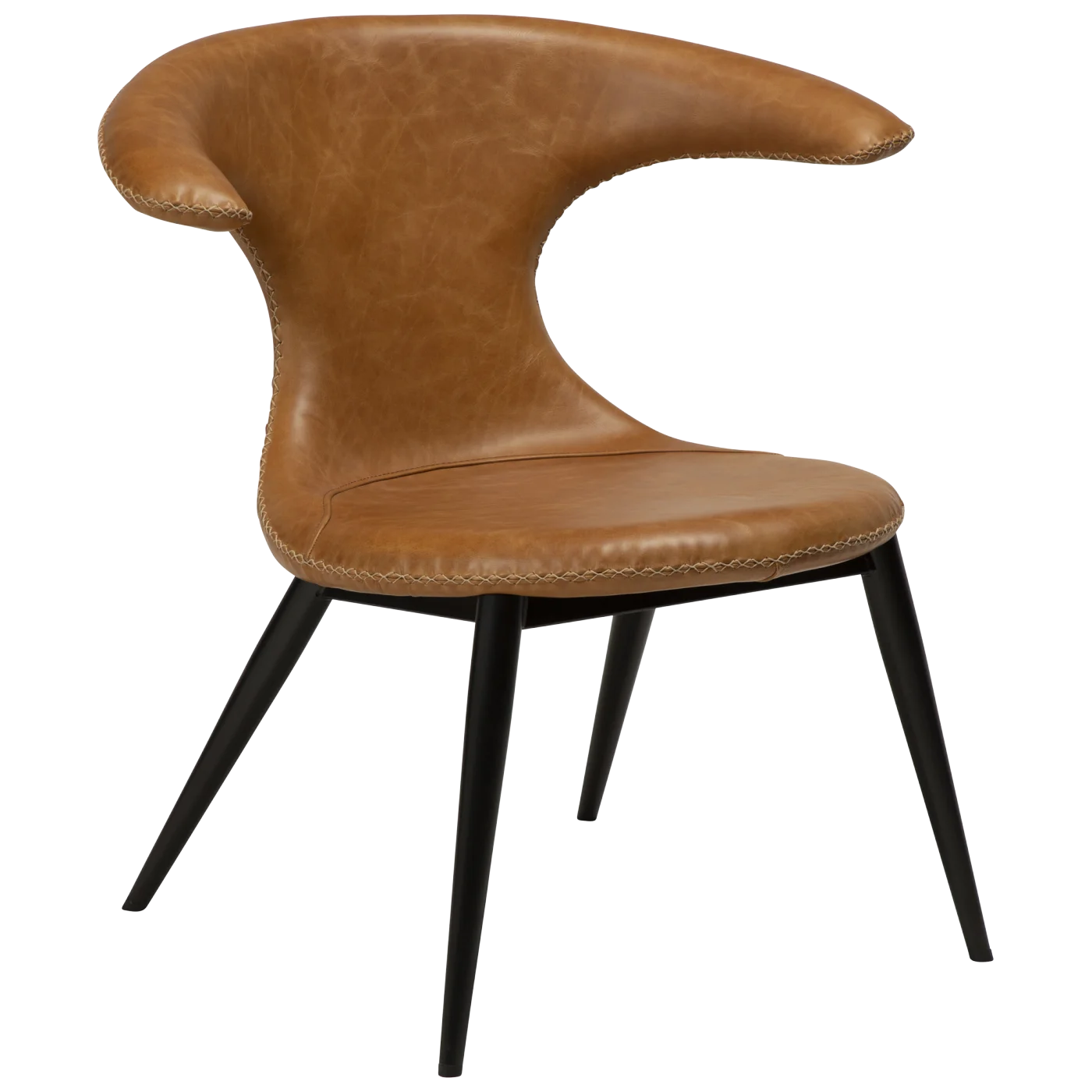 Flair Lounge Chair Light Brown Leather With Black Conical Metal Legs 700222360 01 Main