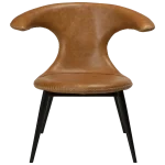Flair Lounge Chair Light Brown Leather With Black Conical Metal Legs 700222360 02 Front