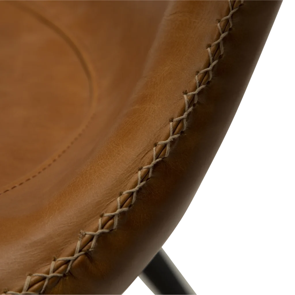 Flair Lounge Chair Light Brown Leather With Black Conical Metal Legs 700222360 07 Detail2