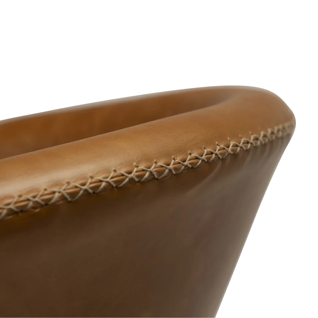 Flair Lounge Chair Light Brown Leather With Black Conical Metal Legs 700222360 08 Detail3