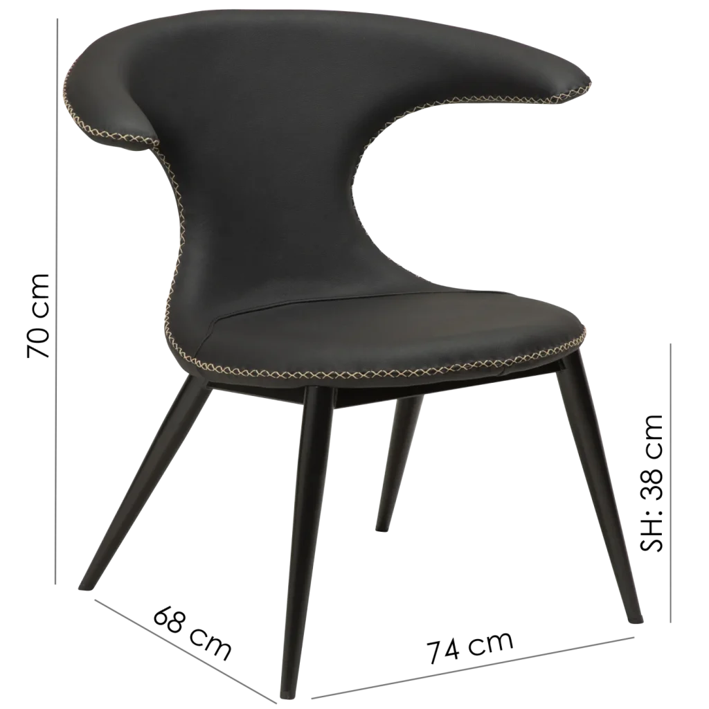 Flair Lounge Chair Light Brown Leather With Black Conical Metal Legs 700222360 15 Measurements