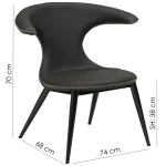 Flair Lounge Chair Light Brown Leather With Black Conical Metal Legs 700222360 15 Measurements