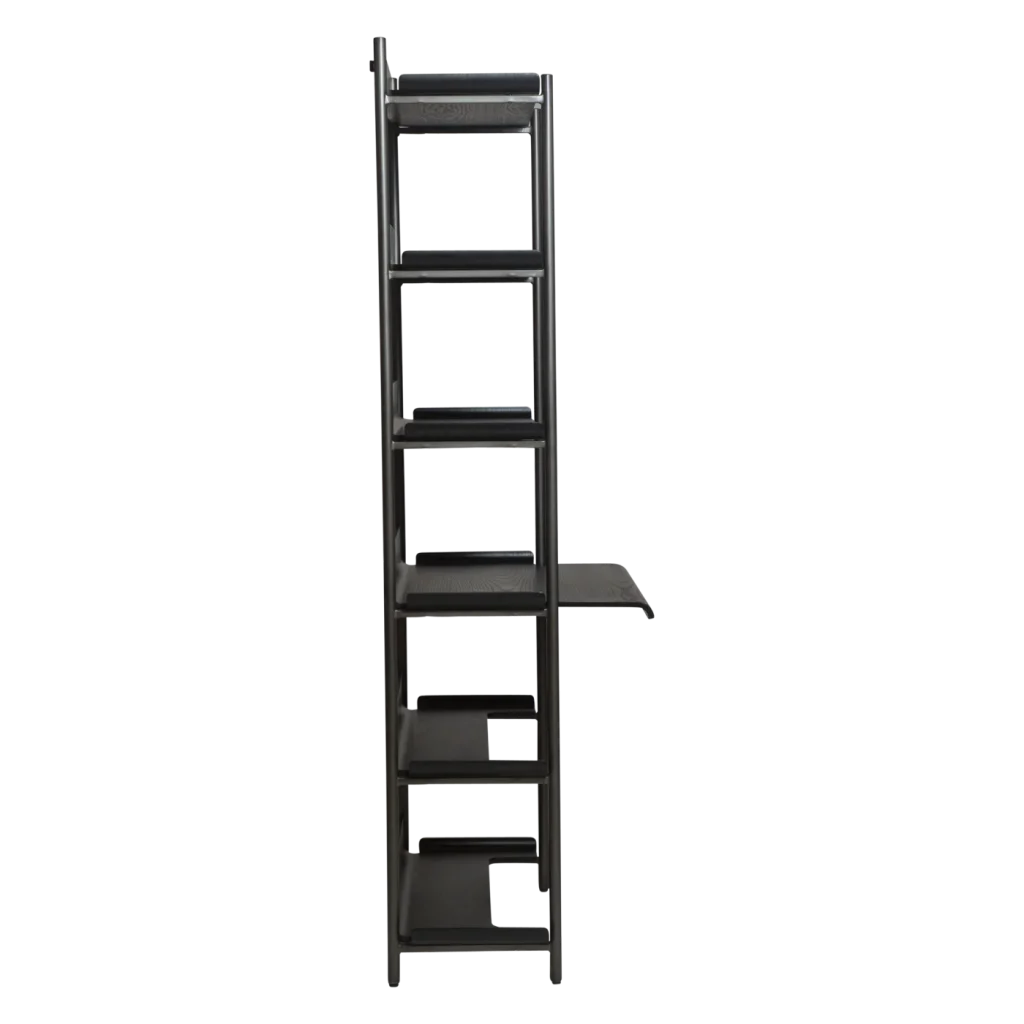 FRIYAY 6 SHELVES W. DESK Black Stained Ash Veneer Shelves W. Antique Pewter Frame 900800120 900800116 03 Profile