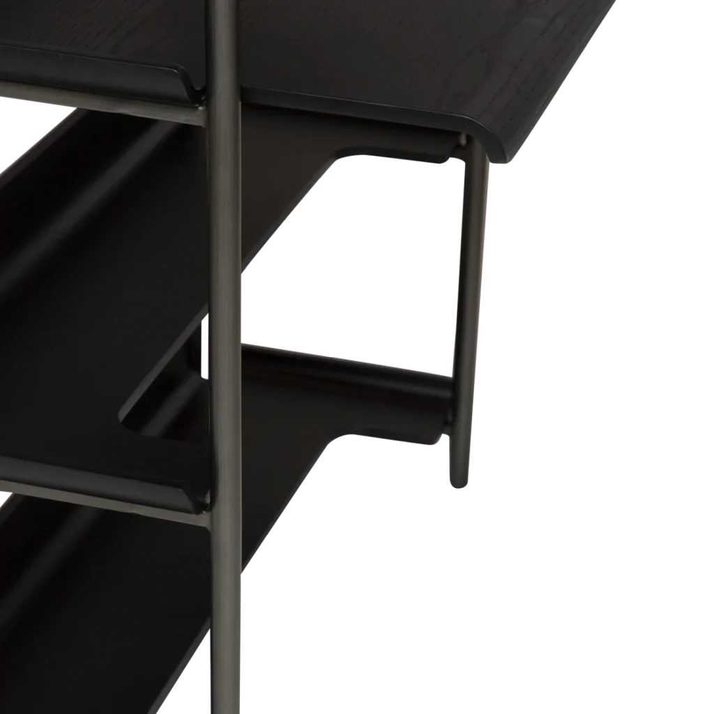 FRIYAY 6 SHELVES W. DESK Black Stained Ash Veneer Shelves W. Antique Pewter Frame 900800120 900800116 06 Detail2