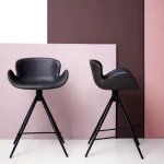 Gaia Counter Stool Vintage Black Art Leather With Black Conical Metal Legs 200200210 16 lifestyle image