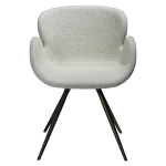 GAIA CHAIR Dove Rpes Bouclé Fabric W. Antique Brass Metal Legs 100200165 02 Front