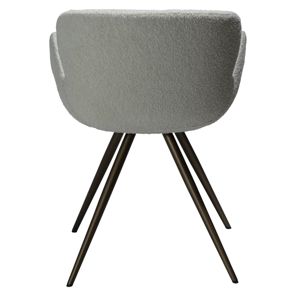 GAIA CHAIR Dove Rpes Bouclé Fabric W. Antique Brass Metal Legs 100200165 04 Back