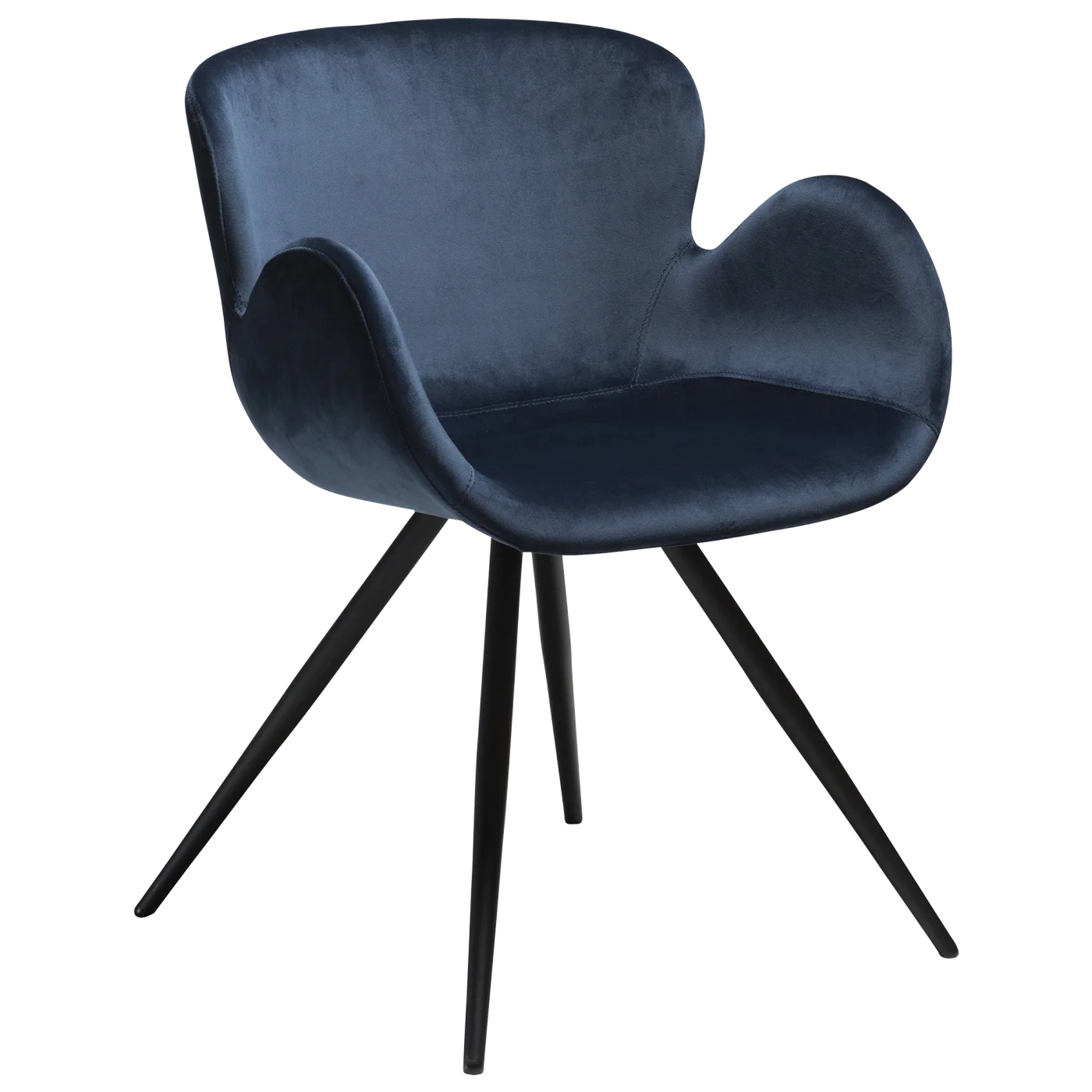Gaia Chair Midnight Blue Velvet With Black Conical Metal Legs 100200150 01 Main