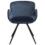 Gaia Chair Midnight Blue Velvet With Black Conical Metal Legs 100200150 02 Front