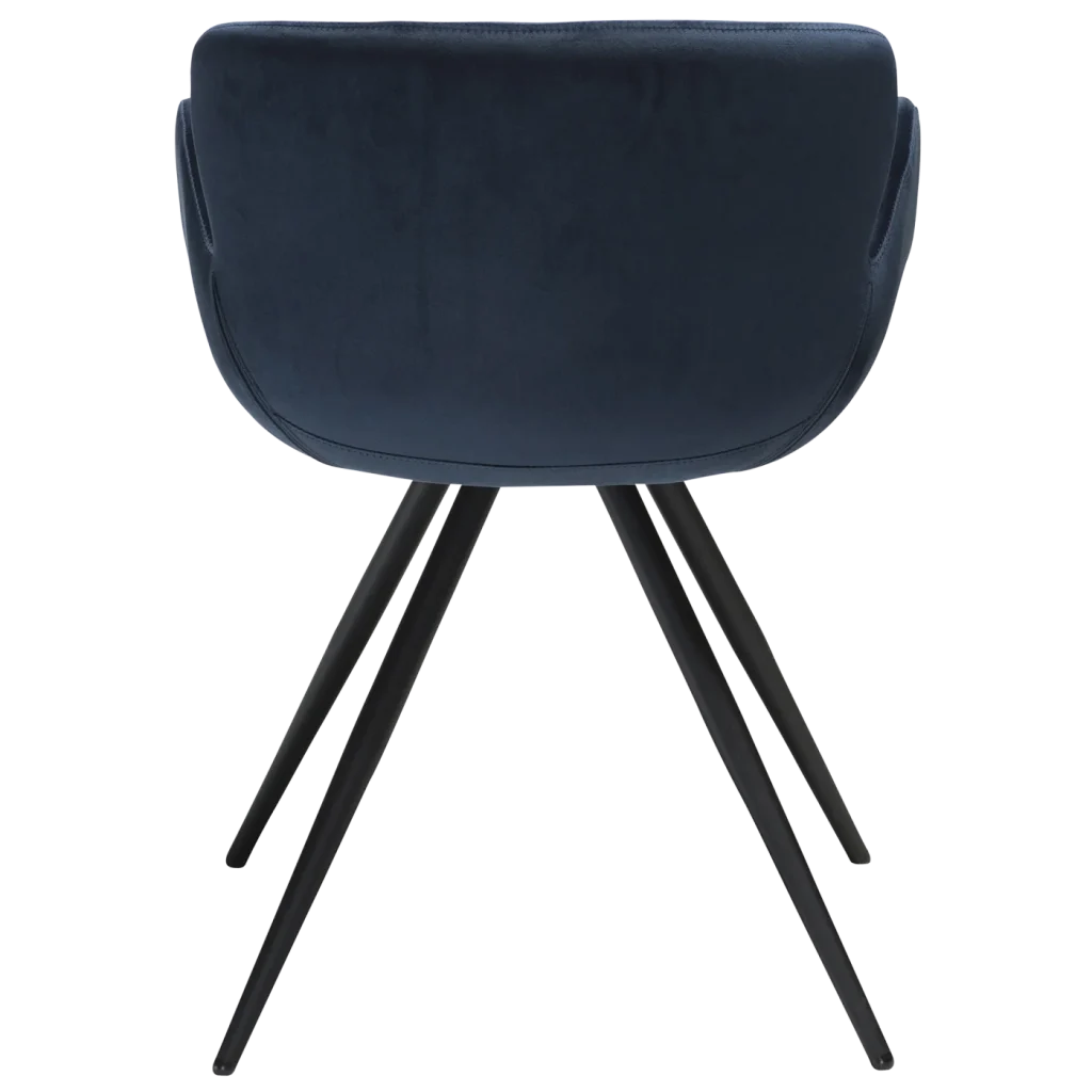 Gaia Chair Midnight Blue Velvet With Black Conical Metal Legs 100200150 04 Back