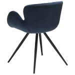 Gaia Chair Midnight Blue Velvet With Black Conical Metal Legs 100200150 05 Back Angle
