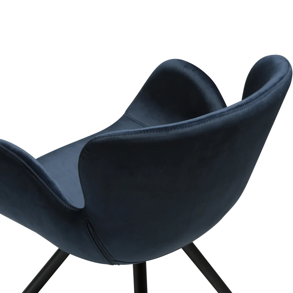 Gaia Chair Midnight Blue Velvet With Black Conical Metal Legs 100200150 06 Detail1