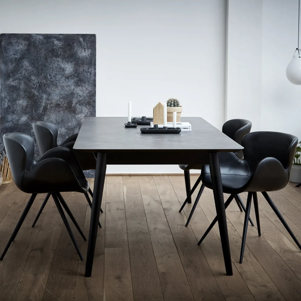 Gaia Chair Vintage Black Art Leather With Black Conical Metal Legs 100200100 16 lifestyle image