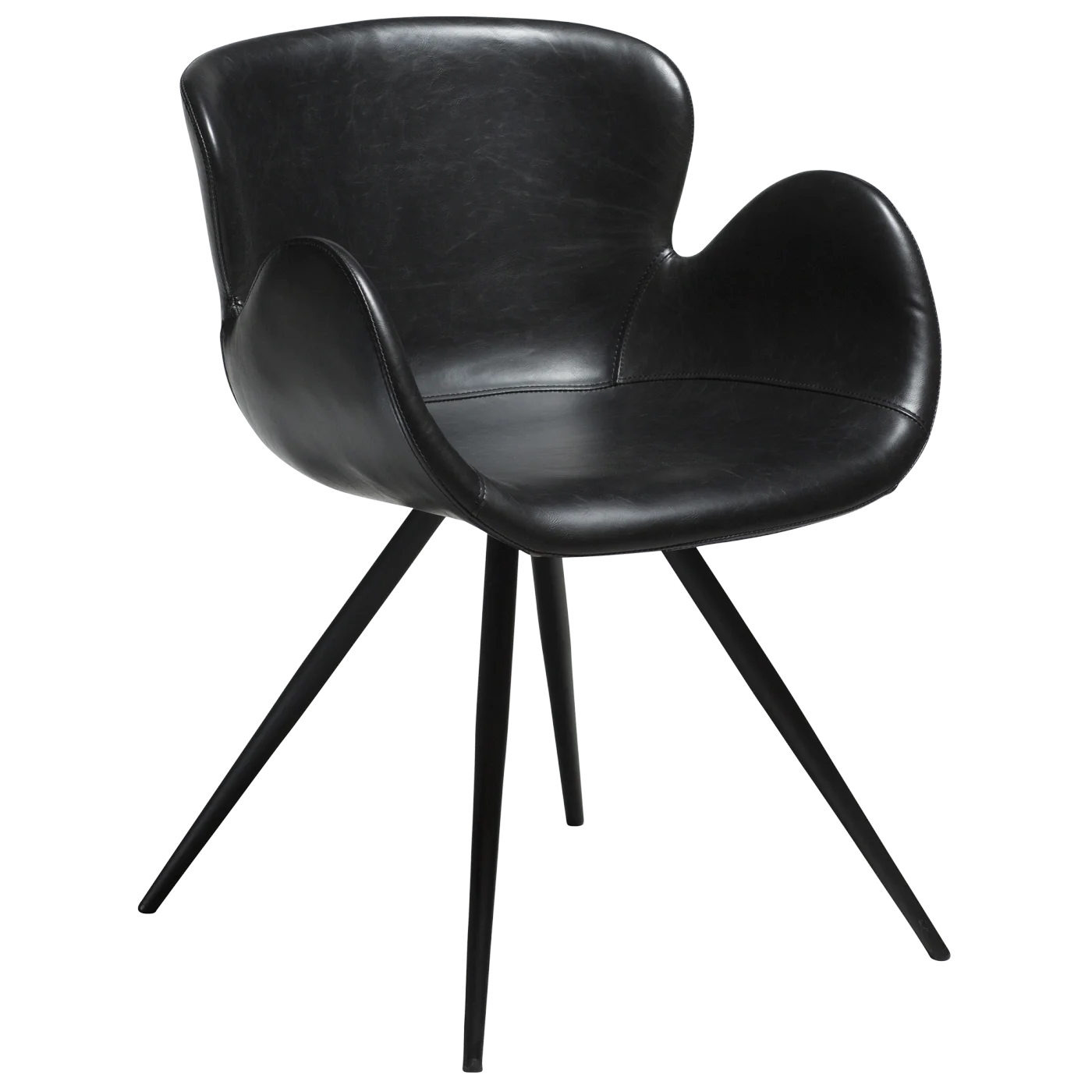 Gaia Chair Vintage Black Art Leather With Black Conical Metal Legs 100200100 01 Main