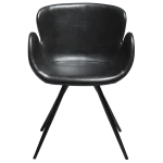 Gaia Chair Vintage Black Art Leather With Black Conical Metal Legs 100200100 02 Front